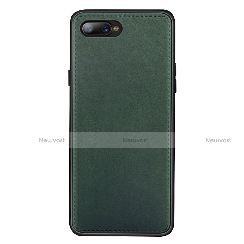 Soft Luxury Leather Snap On Case Cover R01 for Oppo K1 Green