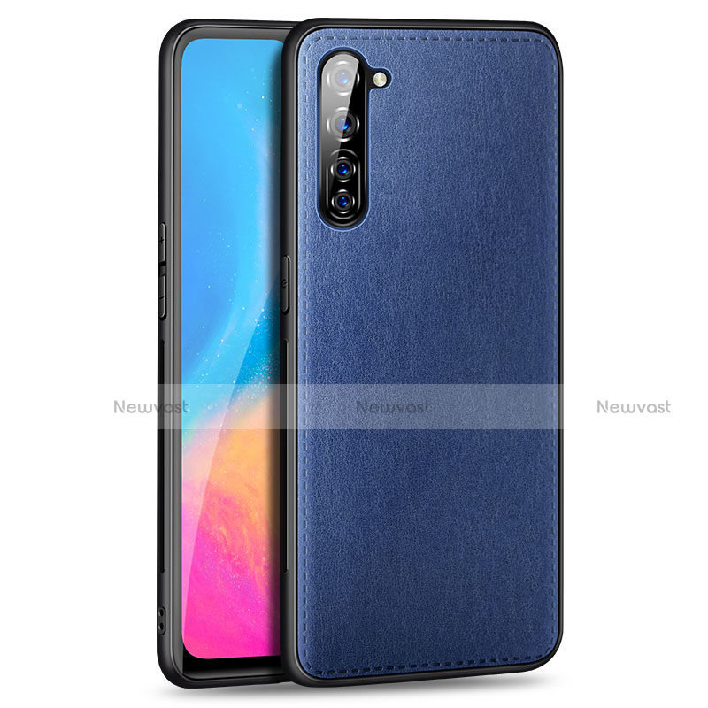 Soft Luxury Leather Snap On Case Cover R01 for Oppo Reno3 Blue