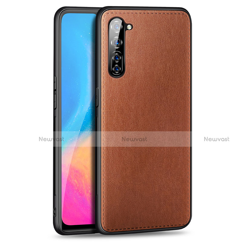 Soft Luxury Leather Snap On Case Cover R01 for Oppo Reno3 Brown