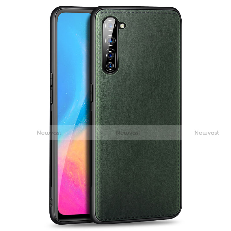 Soft Luxury Leather Snap On Case Cover R01 for Oppo Reno3 Green