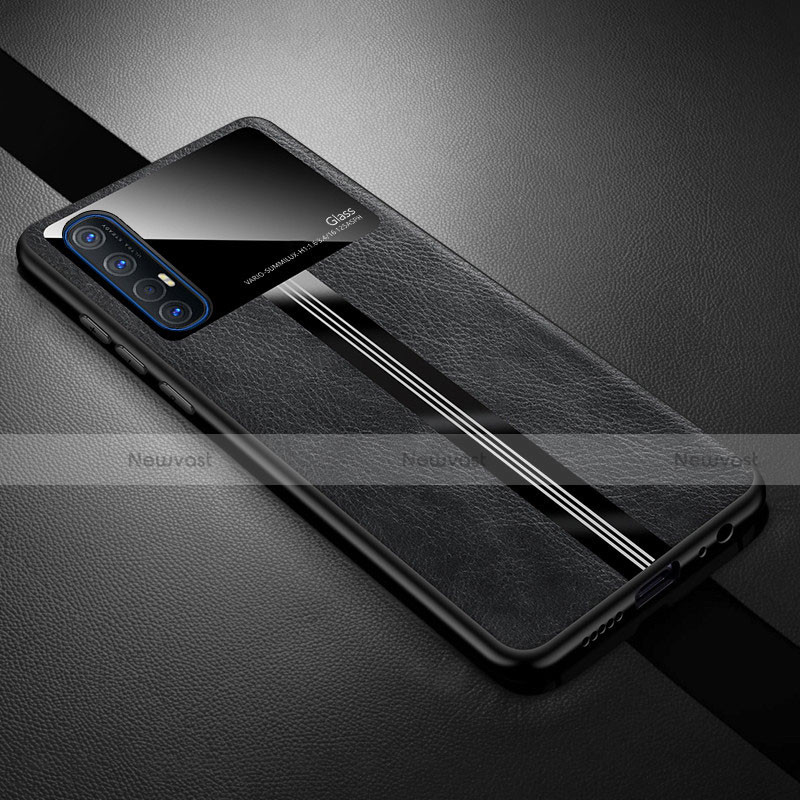 Soft Luxury Leather Snap On Case Cover R01 for Oppo Reno3 Pro Black