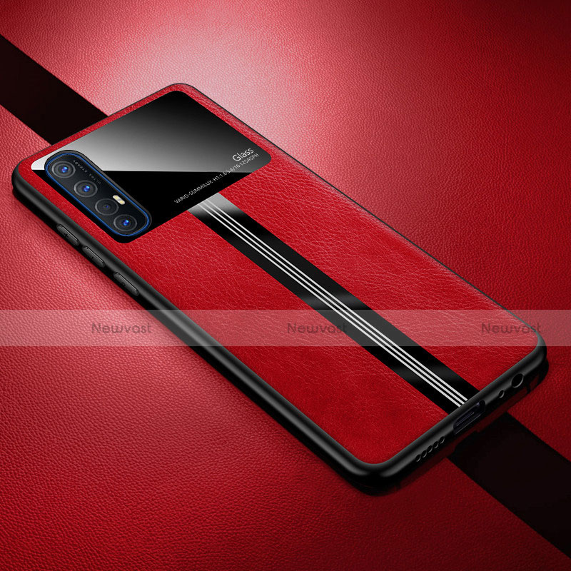 Soft Luxury Leather Snap On Case Cover R01 for Oppo Reno3 Pro Red