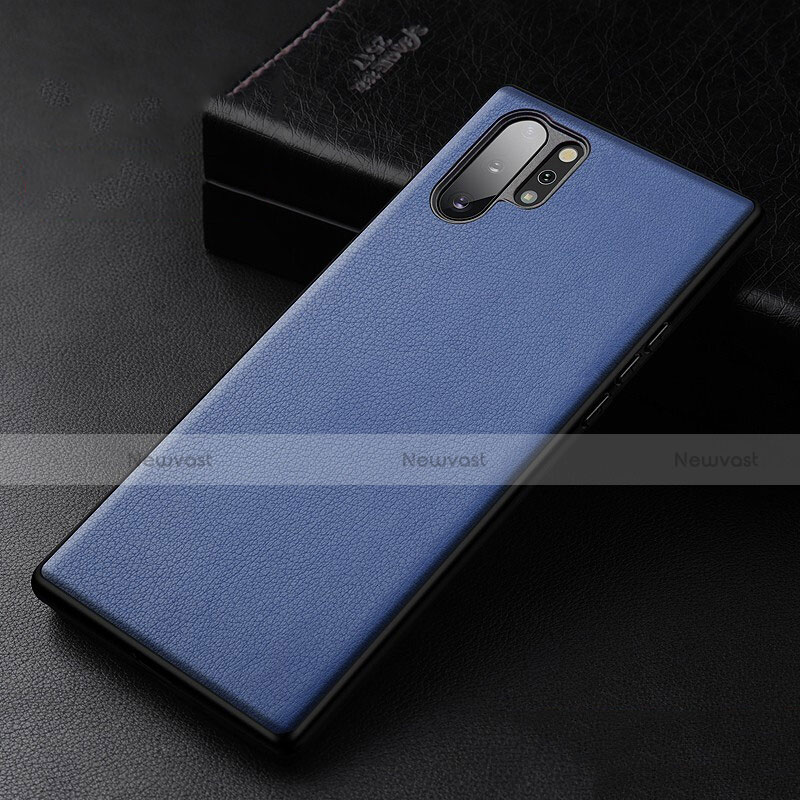 Soft Luxury Leather Snap On Case Cover R01 for Samsung Galaxy Note 10 Plus 5G Blue