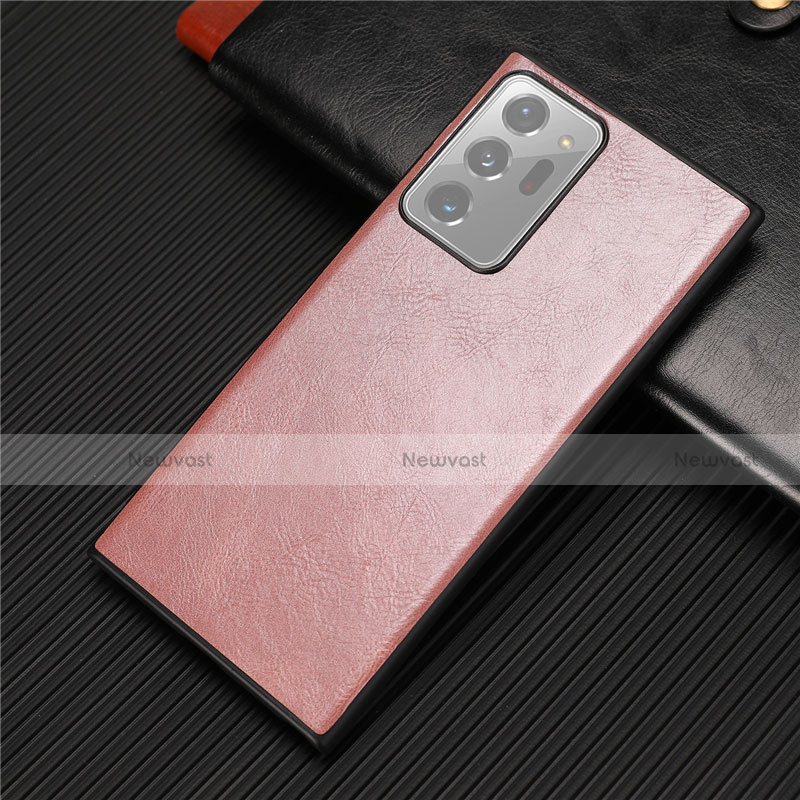 Soft Luxury Leather Snap On Case Cover R01 for Samsung Galaxy Note 20 Ultra 5G Rose Gold