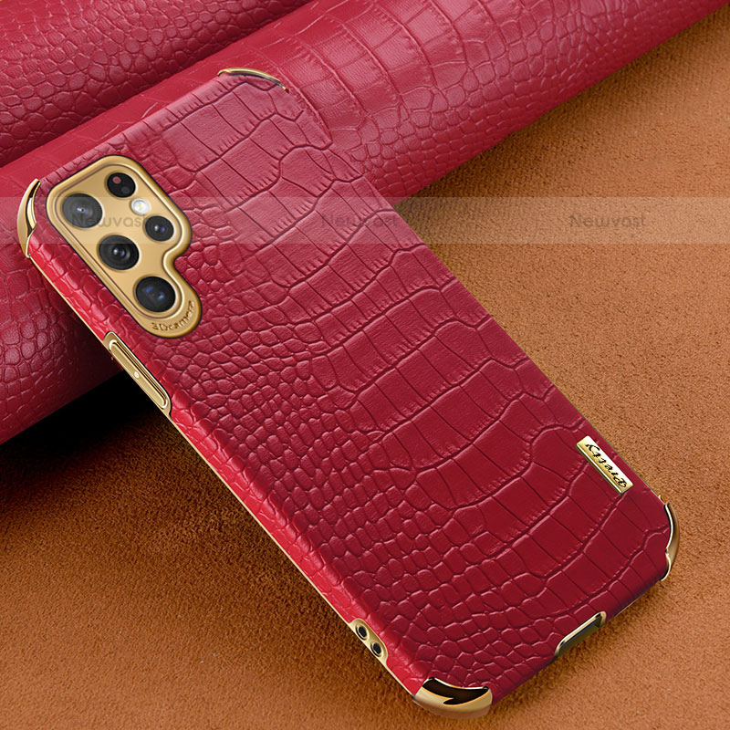 Soft Luxury Leather Snap On Case Cover R01 for Samsung Galaxy S22 Ultra 5G Red