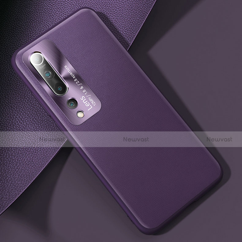 Soft Luxury Leather Snap On Case Cover R01 for Xiaomi Mi 10 Purple