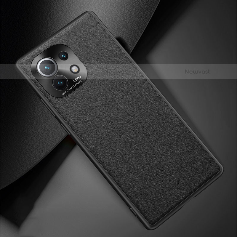 Soft Luxury Leather Snap On Case Cover R01 for Xiaomi Mi 11 Lite 4G Black