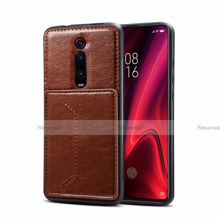 Soft Luxury Leather Snap On Case Cover R01 for Xiaomi Mi 9T Brown