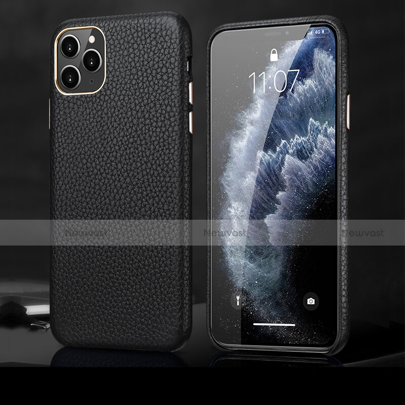 Soft Luxury Leather Snap On Case Cover R02 for Apple iPhone 11 Pro Black