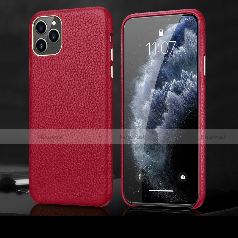 Soft Luxury Leather Snap On Case Cover R02 for Apple iPhone 11 Pro Max Red