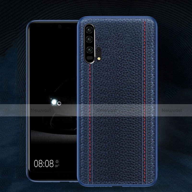 Soft Luxury Leather Snap On Case Cover R02 for Huawei Honor 20 Pro Blue