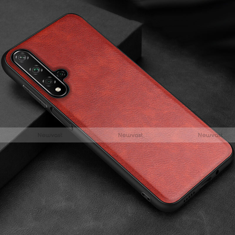 Soft Luxury Leather Snap On Case Cover R02 for Huawei Honor 20S Red