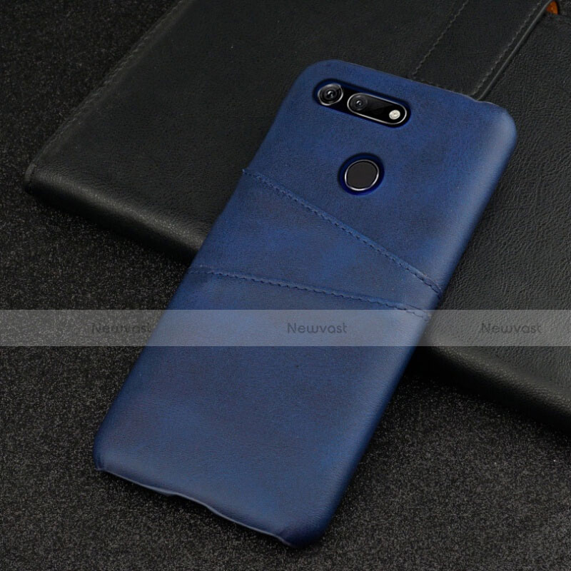 Soft Luxury Leather Snap On Case Cover R02 for Huawei Honor V20 Blue