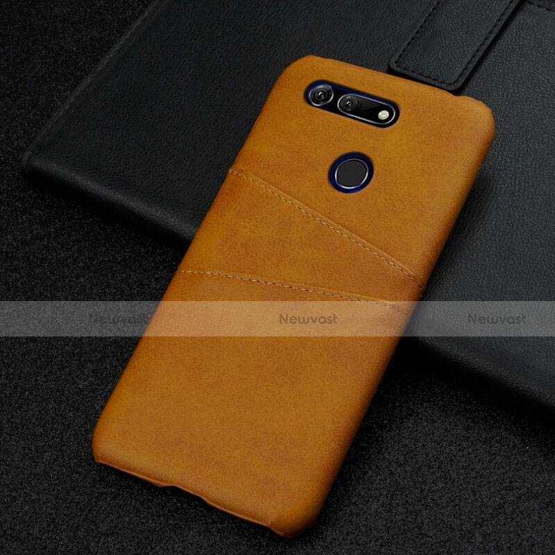 Soft Luxury Leather Snap On Case Cover R02 for Huawei Honor V20 Orange