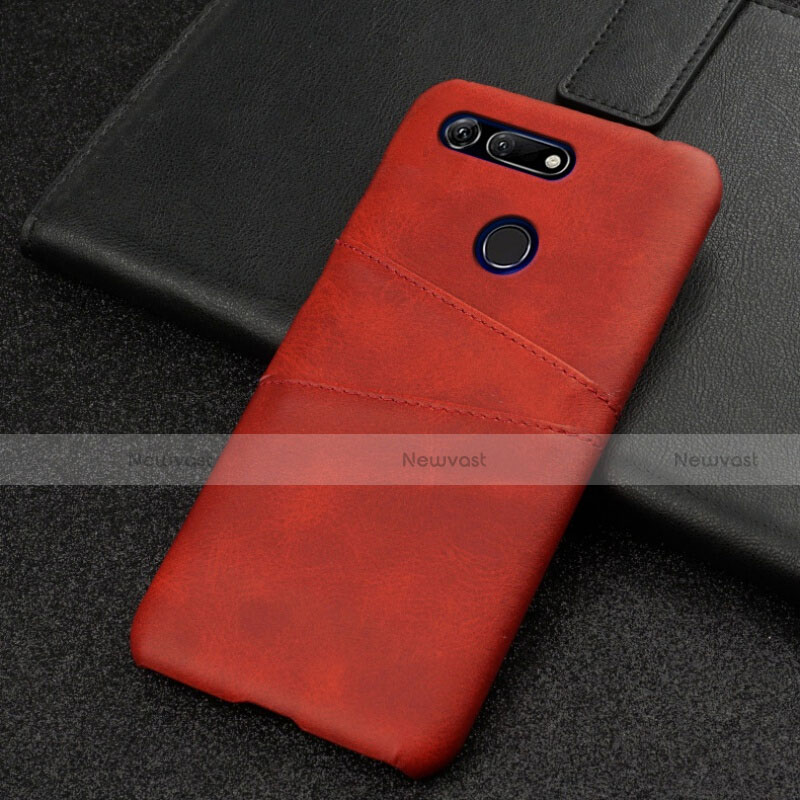 Soft Luxury Leather Snap On Case Cover R02 for Huawei Honor V20 Red