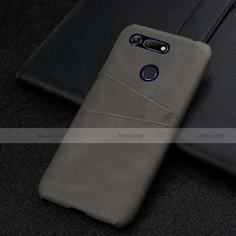 Soft Luxury Leather Snap On Case Cover R02 for Huawei Honor View 20 Gray