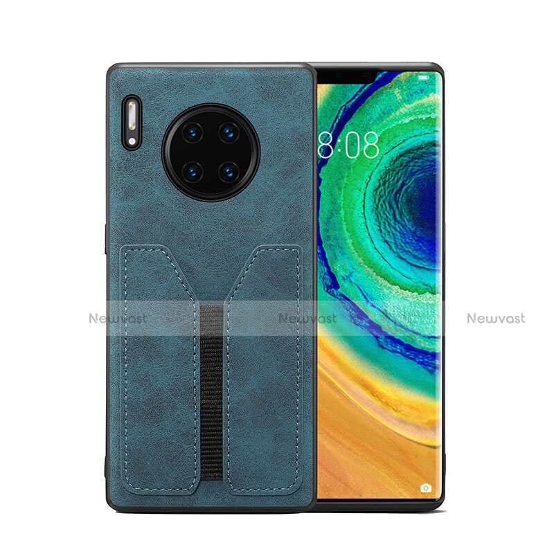 Soft Luxury Leather Snap On Case Cover R02 for Huawei Mate 30 Pro Blue