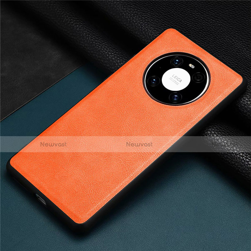 Soft Luxury Leather Snap On Case Cover R02 for Huawei Mate 40 Pro Orange