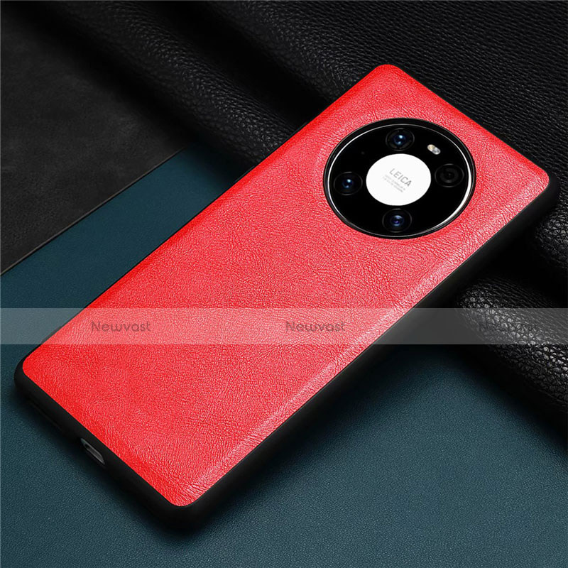 Soft Luxury Leather Snap On Case Cover R02 for Huawei Mate 40 Pro Red