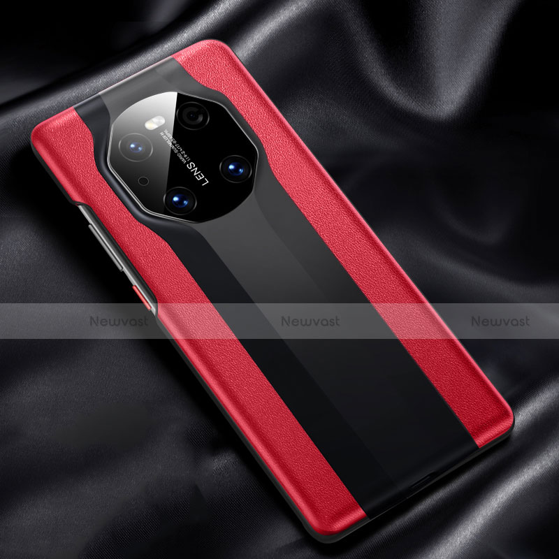 Soft Luxury Leather Snap On Case Cover R02 for Huawei Mate 40 Red