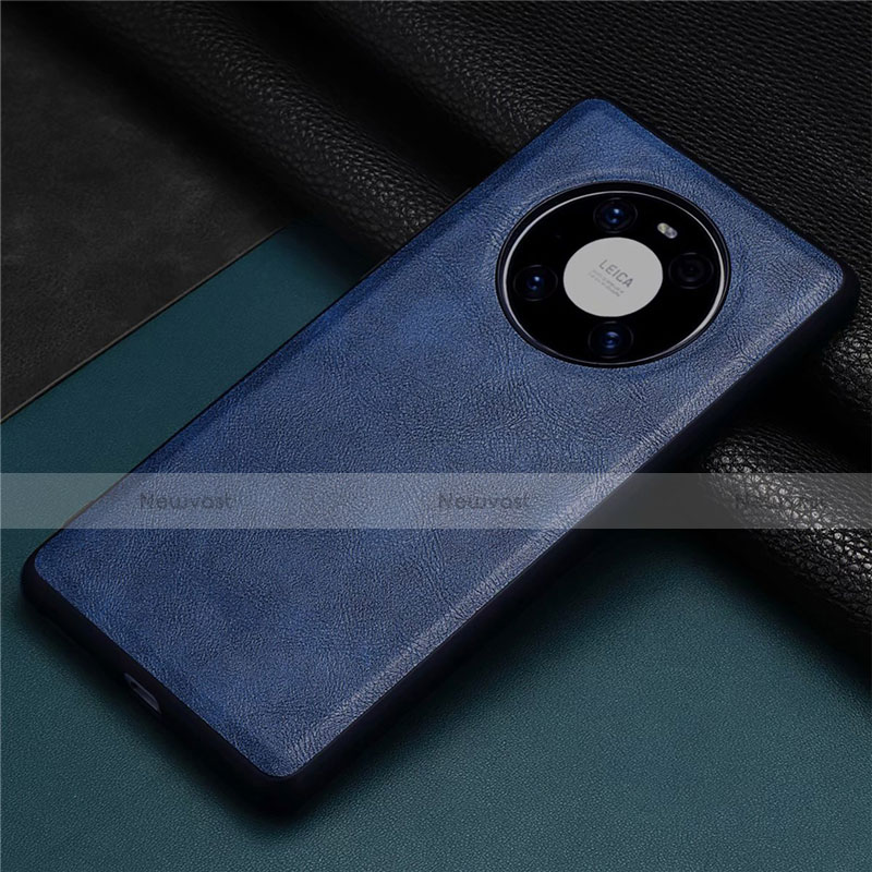 Soft Luxury Leather Snap On Case Cover R02 for Huawei Mate 40E Pro 5G Blue