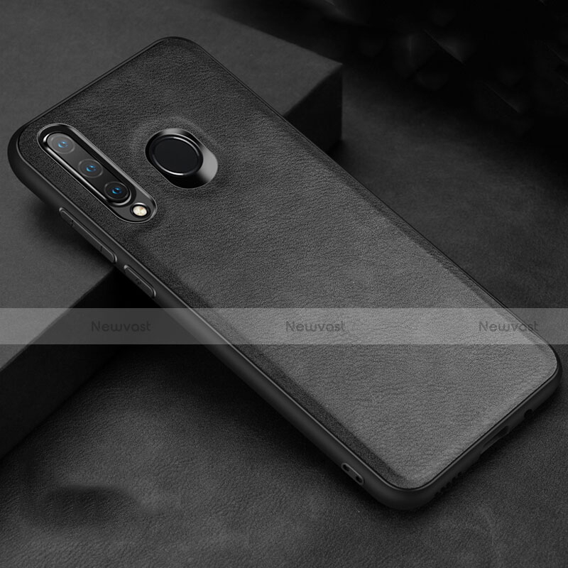 Soft Luxury Leather Snap On Case Cover R02 for Huawei Nova 4e Black