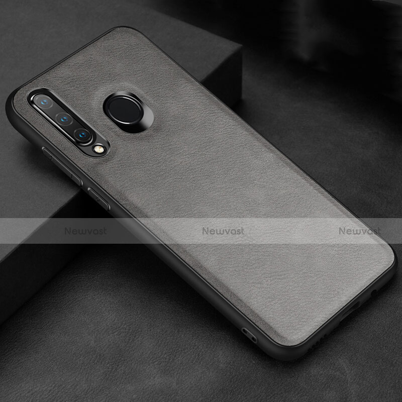 Soft Luxury Leather Snap On Case Cover R02 for Huawei Nova 4e Gray