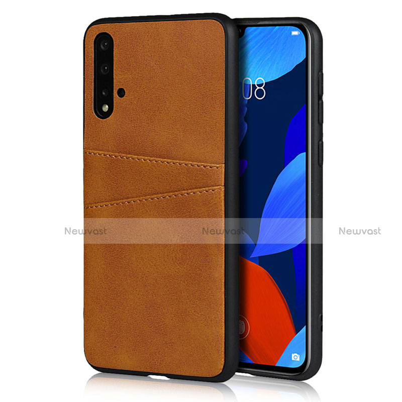 Soft Luxury Leather Snap On Case Cover R02 for Huawei Nova 5 Orange