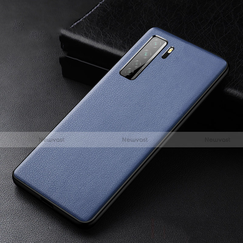 Soft Luxury Leather Snap On Case Cover R02 for Huawei Nova 7 SE 5G Blue