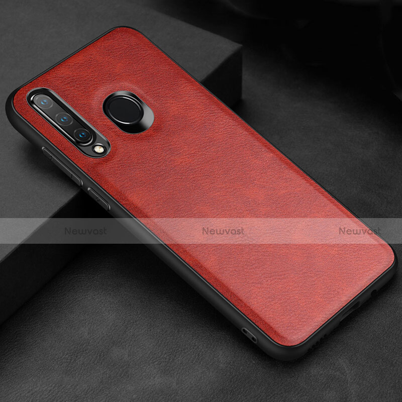 Soft Luxury Leather Snap On Case Cover R02 for Huawei P30 Lite Red