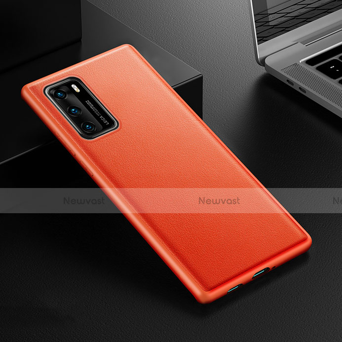 Soft Luxury Leather Snap On Case Cover R02 for Huawei P40 Orange