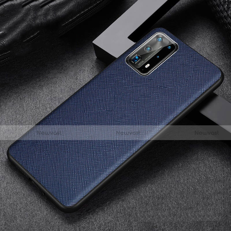 Soft Luxury Leather Snap On Case Cover R02 for Huawei P40 Pro+ Plus Blue