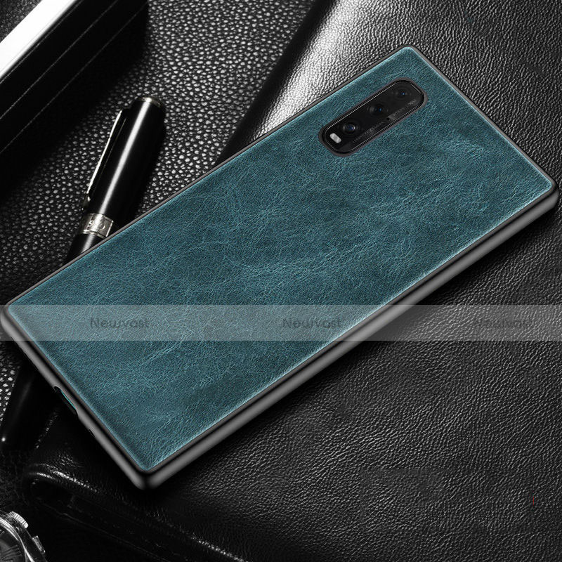Soft Luxury Leather Snap On Case Cover R02 for Oppo Find X2 Blue