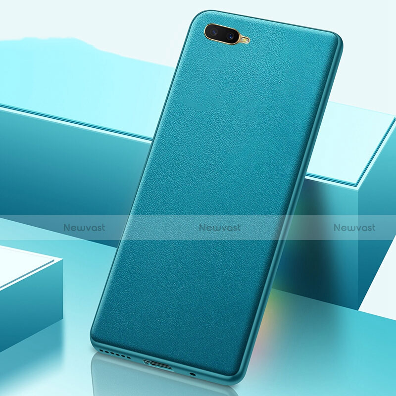 Soft Luxury Leather Snap On Case Cover R02 for Oppo K1 Cyan