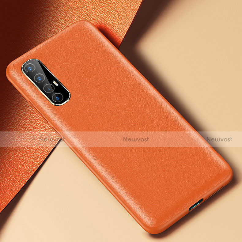 Soft Luxury Leather Snap On Case Cover R02 for Oppo Reno3 Pro Orange