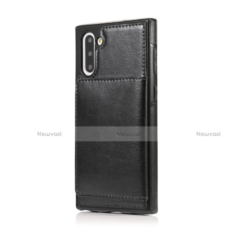 Soft Luxury Leather Snap On Case Cover R02 for Samsung Galaxy Note 10 5G Black