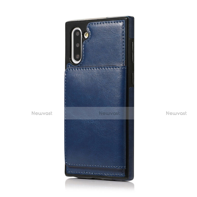 Soft Luxury Leather Snap On Case Cover R02 for Samsung Galaxy Note 10 5G Blue