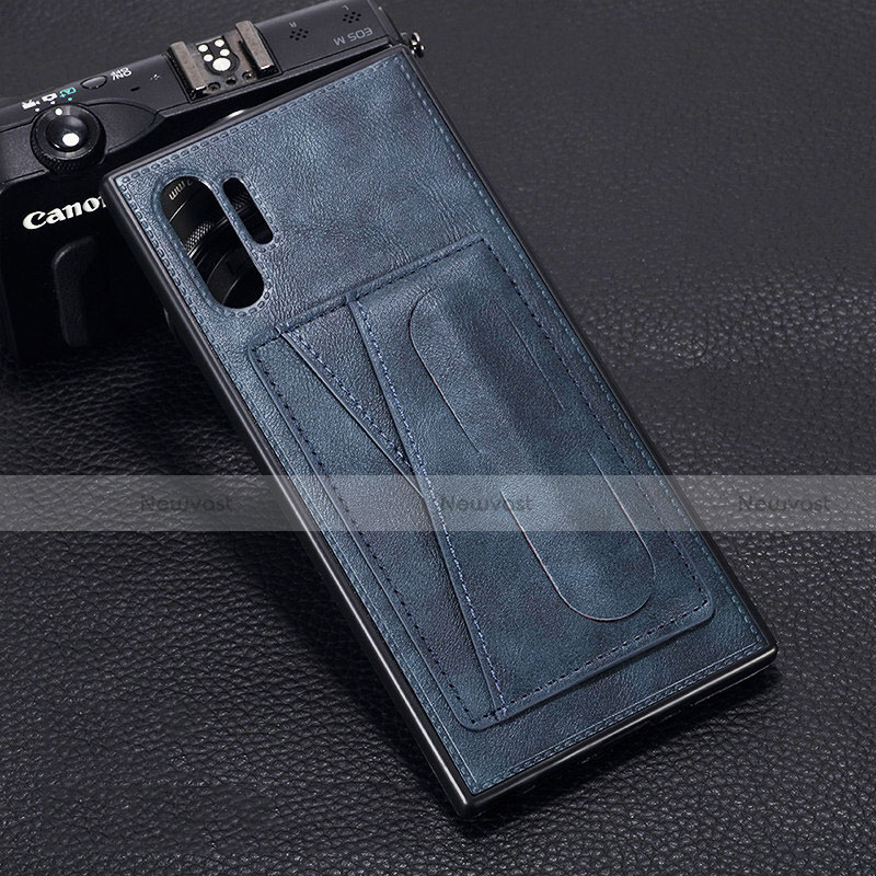 Soft Luxury Leather Snap On Case Cover R02 for Samsung Galaxy Note 10 Plus 5G Blue