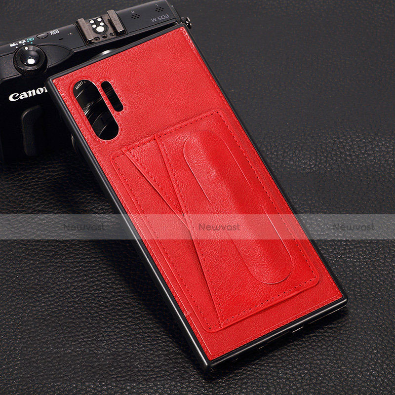 Soft Luxury Leather Snap On Case Cover R02 for Samsung Galaxy Note 10 Plus 5G Red