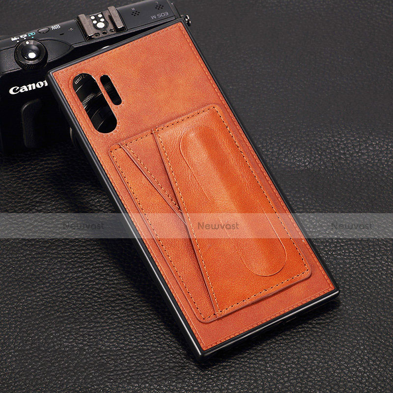 Soft Luxury Leather Snap On Case Cover R02 for Samsung Galaxy Note 10 Plus Orange