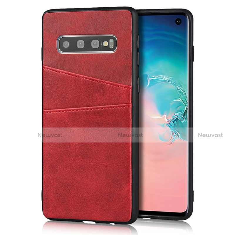 Soft Luxury Leather Snap On Case Cover R02 for Samsung Galaxy S10 5G Red