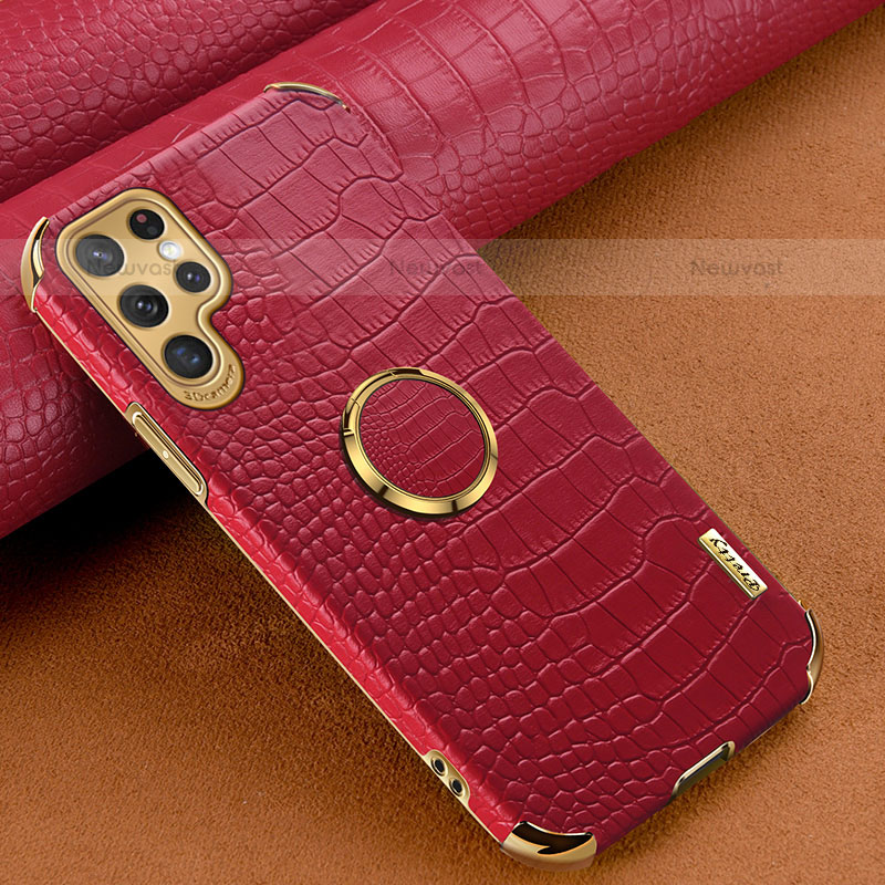 Soft Luxury Leather Snap On Case Cover R02 for Samsung Galaxy S21 Ultra 5G Red