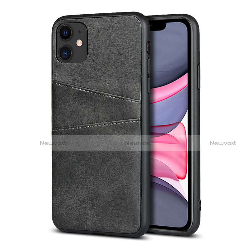 Soft Luxury Leather Snap On Case Cover R03 for Apple iPhone 11 Black