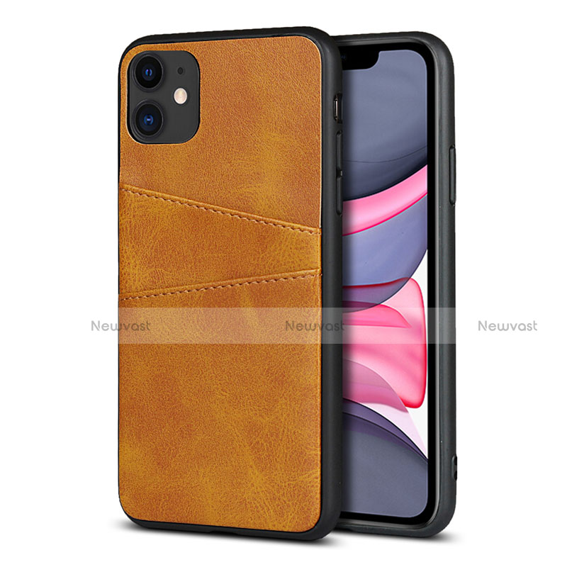 Soft Luxury Leather Snap On Case Cover R03 for Apple iPhone 11 Orange