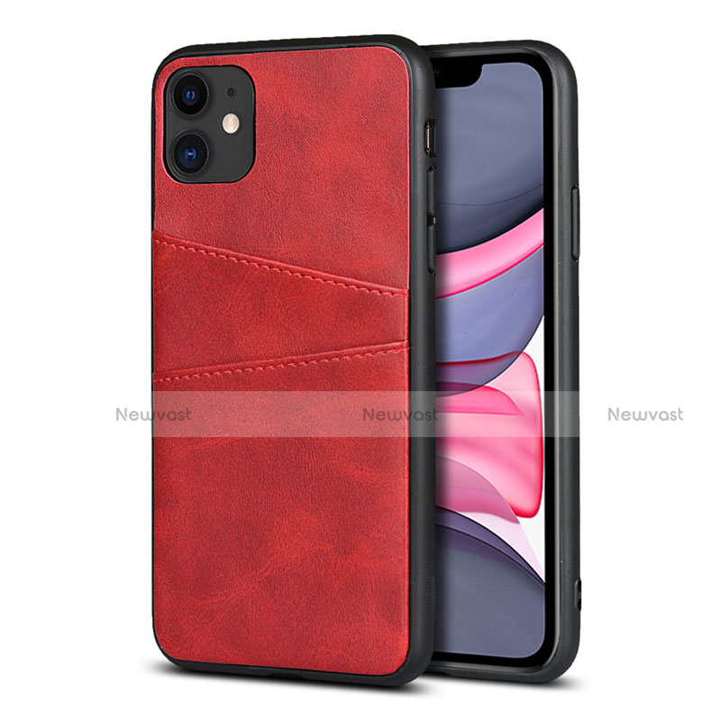 Soft Luxury Leather Snap On Case Cover R03 for Apple iPhone 11 Red