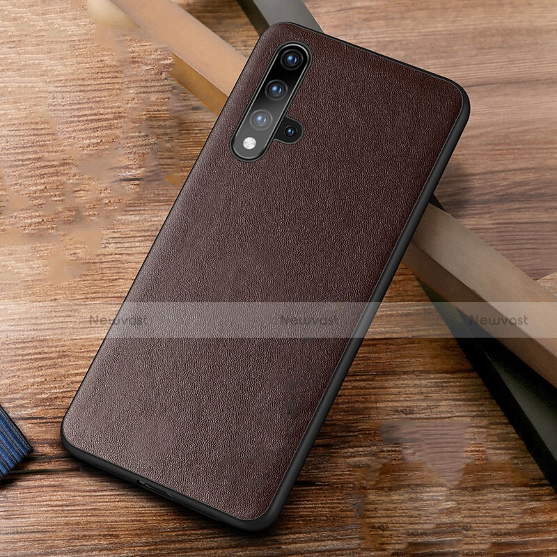 Soft Luxury Leather Snap On Case Cover R03 for Huawei Honor 20S Brown