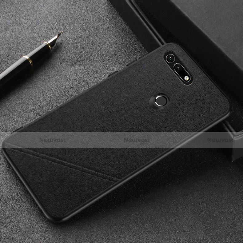 Soft Luxury Leather Snap On Case Cover R03 for Huawei Honor V20 Black