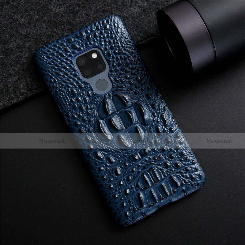 Soft Luxury Leather Snap On Case Cover R03 for Huawei Mate 20 Blue