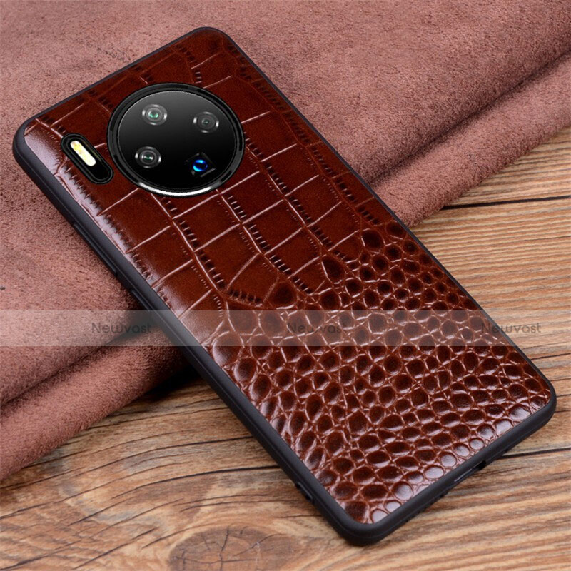 Soft Luxury Leather Snap On Case Cover R03 for Huawei Mate 30 Pro Brown