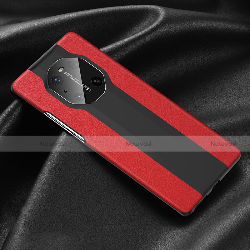 Soft Luxury Leather Snap On Case Cover R03 for Huawei Mate 40 Pro Red